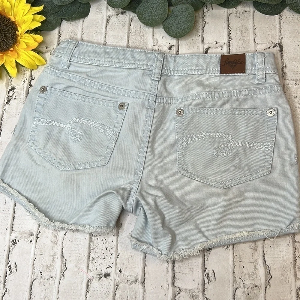 Justice Premium Light Wash Denim Shorts 14 R